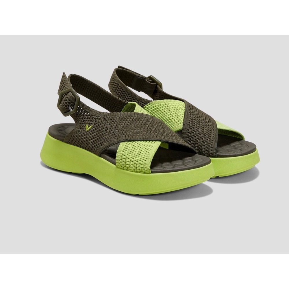 VIVAIA Adapt All Sport Sandals Women 43 Green Neon Lime Knit Platform Slingback